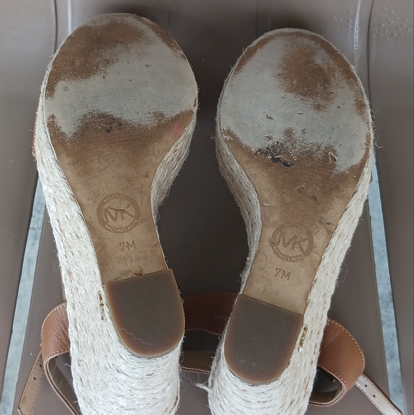 Michael Kors Brown Leather Wedge Sandals - Picture 4 of 4